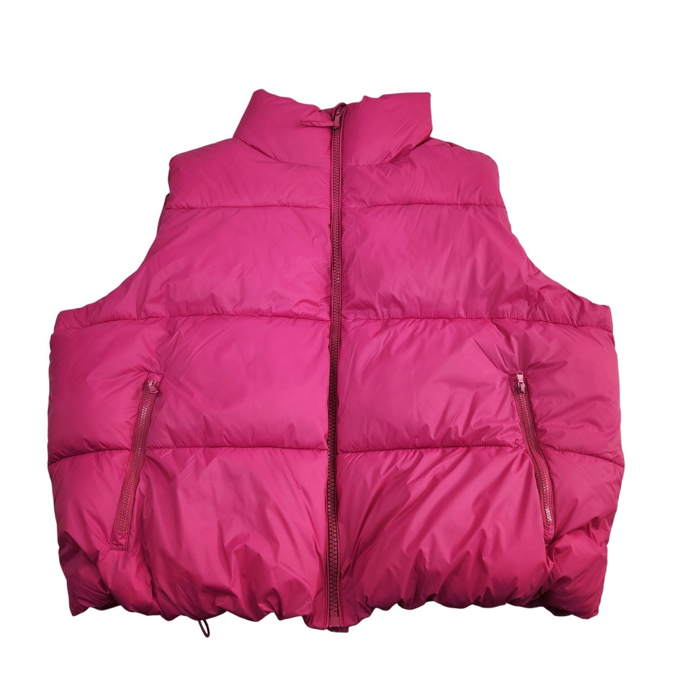 Old Navy Fashion Puffa Raspberry Tart Pink Puffer Vest Water-Resistant Womens 2X